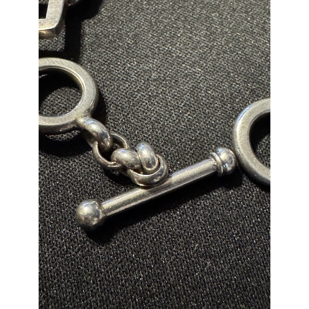 925 7in Toggle Clasp Circle & Triangle Bracelet 2… - image 3